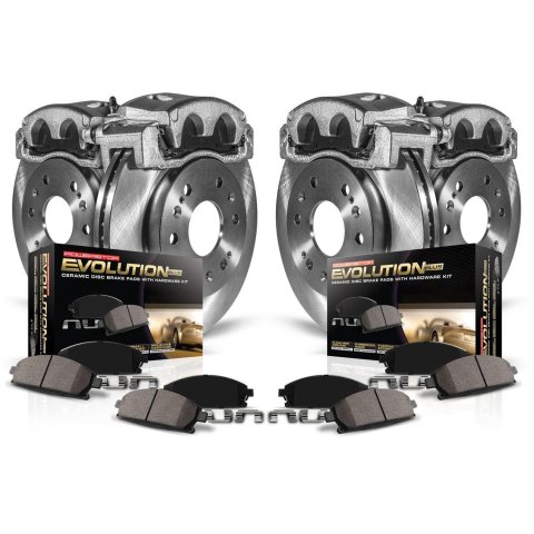 PowerStop Z17 Evolution Plus Stock Replacement Brake Kits with Calipers for 2016-2018 500X, 2015-2018 RENEGADE - KCOE7300 Disc Kit, Replacement, Remanufactured, Front and Rear, Solid Surface Rotors, 1-piston Calipers, Pads, Fiat, Jeep, Kit