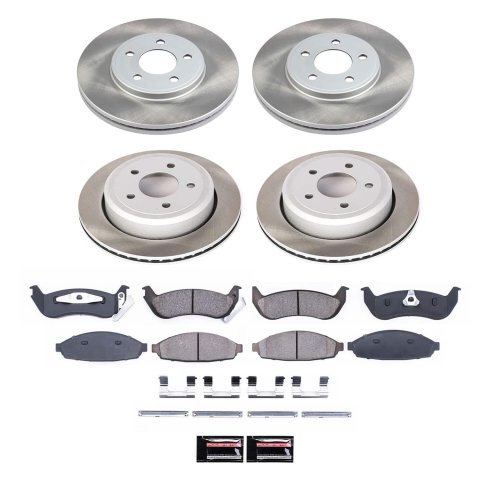 PowerStop Z17 Evolution Plus Semi-Coated Rotor Brake Kits for 2003-2011 CROWN VICTORIA, GRAND MARQUIS, 2003-2004 MARAUDER - SC1365 and Pad Combo, Semi-Coated, Front and Rear, Solid Surface Rotors, Ceramic Pads, Ford, Mercury, Kit