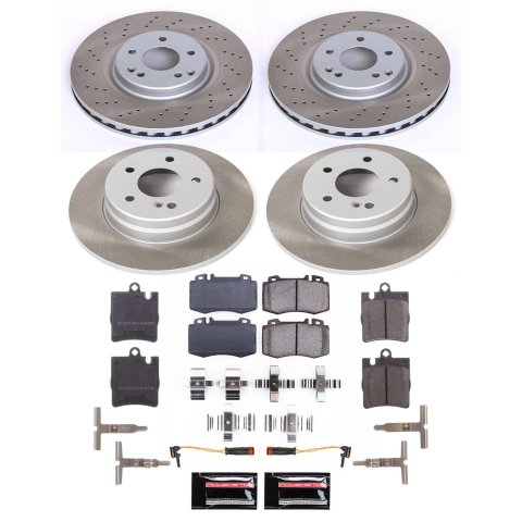 Power Stop 2004 Mercedes-Benz C230 Front and Rear Semi-Coated Rotor Kit (1x psbSC2950, 1x psbSC6698)