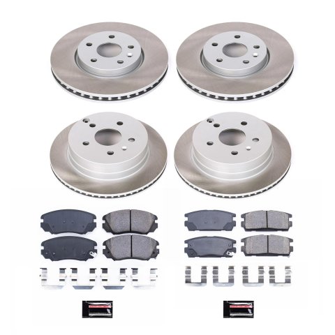 PowerStop Z17 Evolution Plus Semi-Coated Rotor Brake Kits for 2010-2017 EQUINOX, TERRAIN - SC5516 and Pad Combo, Semi-Coated, Front and Rear, Solid Surface Rotors, Ceramic Pads, Chevrolet, GMC, Kit