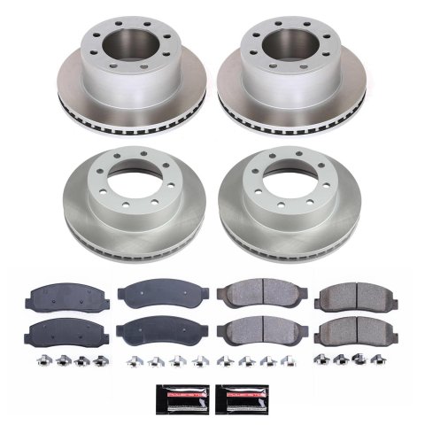 Power Stop 2010 Ford F-350 Super Duty Front and Rear Semi-Coated Rotor Kit (1x psb17-1069, 1x psb17-1334, 2x psbAR85107SCR, 2x psbAR85116SCR)