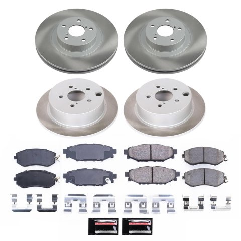Power Stop 16-17 Subaru Crosstrek Front and Rear Semi-Coated Rotor Kit (1x psbSC6082, 1x psbSC6107)