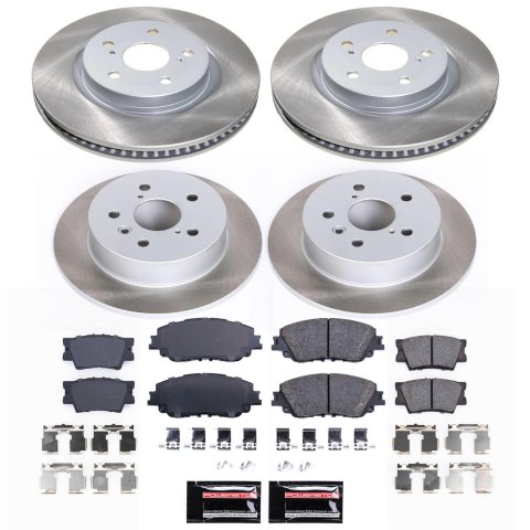PowerStop Z17 Evolution Plus Semi-Coated Rotor Brake Kits SC8348 and Pad Combo, Semi-Coated, Front and Rear, Solid Surface Rotors, Ceramic Pads, Lexus, Toyota, Kit