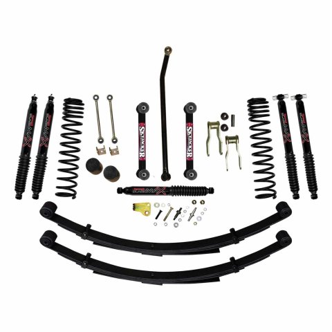 Skyjacker Jeep XJ/MJ 4.5in Suspension Lift System w/ Rear Leaf Springs & Black Max Shocks (2x skyJC25RSB, 1x skyJC45FDR, 1x skyJC4058SB)