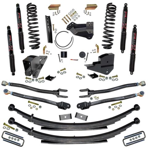 Skyjacker 4 In. Suspension Lift Kit 4-Link w/ Black MAX Shocks (1x skyF545V, 2x skyB8568, 2x skyB8592, 2x skyFR173S, 1x skyRAB2346, 1x skyF23484LA, 1x skyF23451S)