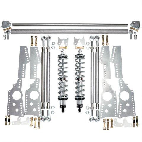 QA1 Heavy Duty Pro Rear Drag 4-Link System - Double Adjustable - 150lb Springs (2x qap14HT150, 2x qapDD701, 1x qap7838-1067, 1x qap7838-1068)