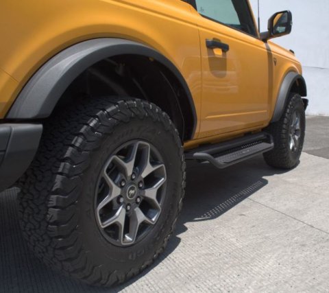 Go Rhino 2021+ Ford Bronco Dominator Extreme D1 Side Steps w/Brackets - Textured Black (1x gorD64129TK, 1x gorD10057T)