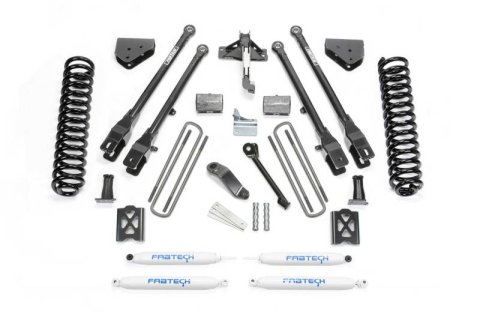 Fabtech 05-07 Ford F250 4WD w/o Factory Overload 6in 4Link Sys w/Coils & Perf Shks (Bundled Kit)