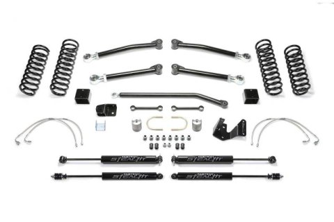 Fabtech 07-18 Jeep JK 2-Door 3in Trail Ii w/Stealth (1x fabFTS24128, 1x fabFTS24129, 1x fabFTS24130, 1x fabFTS24161, 2x fabFTS6021, 2x fabFTS6265)