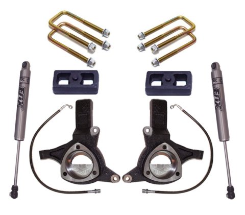 MaxTrac 16-18 GM C1500 2WD w/Stamped Steel Susp. 5in/3in MaxPro Elite Spindle Lift Kit w/FOX Shocks (1x mxt701550, 1x mxt901740F)