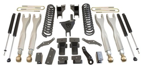 MaxTrac 17-19 Ford F-250/350 4WD 4in/1in MaxPro Coil Lift Kit w/4-Link Arms & MaxTrac Shocks (Bundled Kit)