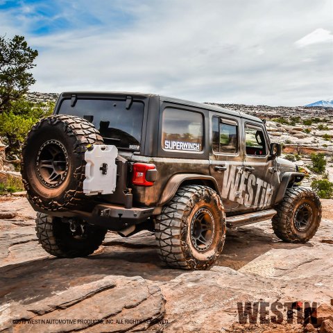 Westin Jeep Wrangler JL 18-21 w/ Sensors WJ2 Rear Bumper w/ Tire Carrier w/ Sensors (1x wes59-82035B, 1x wes59-82055A)