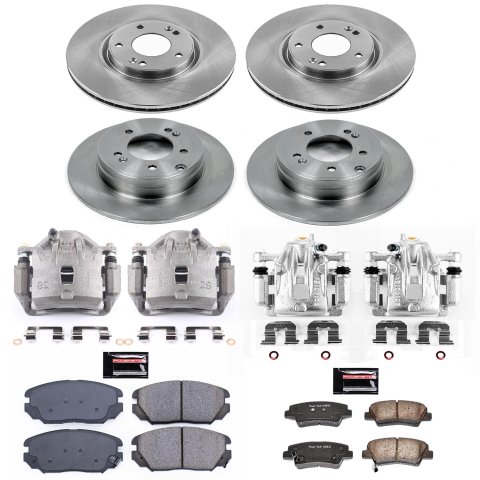 PowerStop Z17 Evolution Plus Stock Replacement Brake Kits with Calipers for 2009-2011 AZERA - KCOE5474A Disc Kit, Replacement, Front and Rear, Solid Surface, Hyundai, Kit