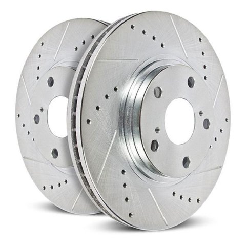 PowerStop - Brake Rotors for 2023-2024 F-450 SUPER DUTY, F-550 DUTY AR85222XPR Rotors, Evolution, Vented, Cross-Drilled/Slotted, 10.60 in. Diameter, 1.500 in. Thick, Iron, Zinc plated, Ford, Rear, Pair.