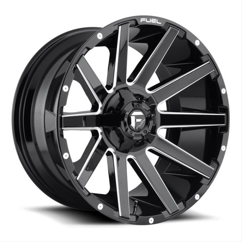 Fuel Off-Road Contra D615 Series Gloss Black Wheels with Milled Accents 20x9 Wheels, Contra, 5x5.55x150 NBL5.75 20 110.3, NBL-Gloss BLK MIL