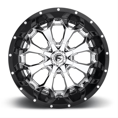 Fuel Off-Road Assault D246 Series Chrome Wheels with Gloss Black Lip 22x10 Wheels, Assault, 8x180 P 5.00 -13 124.3, P -Chrome