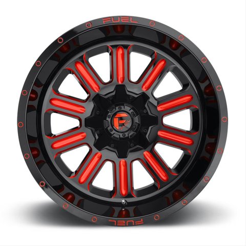 Fuel Off-Road Hardline D621 Series Gloss Black Wheels with Candy Red Accents 20x10 Wheels, Hardline, 8x170 QL 4.75 -18 125.1, QL -Gloss RED