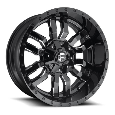 Fuel Off-Road Sledge D595 Series Gloss Black Wheels with Milled Accents 22x10 Wheel, Sledge, 22 x 10, Aluminum, Black, Accents, 6 x 135mm Bolt Pattern, -18mm Offset, 4.790 in. Backspace, Each