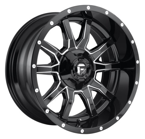 Fuel Off-Road Vandal D627 Gloss Black Wheels with Milled Accents 22x12 Wheel, Vandal, 22 x 12, Black, Accents, 6 x 135mm Bolt Pattern, -45mm Offset, 4.730 in. Backspace, Each
