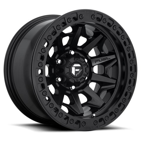 Fuel Off-Road Covert D114 Beadlock Matte Black Wheels 17x9 Wheel, Beadlock, 17 x 9, Aluminum, Black, 5 x 127mm Bolt Pattern, -15mm Offset, 4.410 in. Backspace, Each