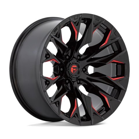 Fuel Off-Road Flame 6 D823 Gloss Black Wheels with Milled Red Accents 20x9 20X9 8X170 G-BLK MILL C-RED 20MM