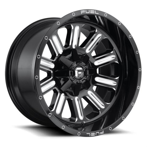 Fuel Off-Road Hardline D620 Series Gloss Black Wheels with Milled Accents 18x9 Wheel, Hardline, 18 x 9, Black, Accents, 8 x 165.1mm Bolt Pattern, +20mm Offset, 5.790 in. Backspace, Each