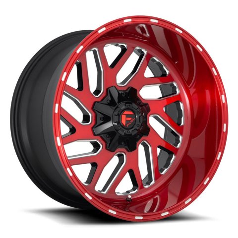 Fuel Off-Road Triton D691 Brushed Candy Red Milled Wheels 20x10 Wheels, D691, 20 x 10, Aluminum, Red, Accents, 8 x 170mm Bolt Pattern, -18mm Offset, 4.790 in. Backspace, Each