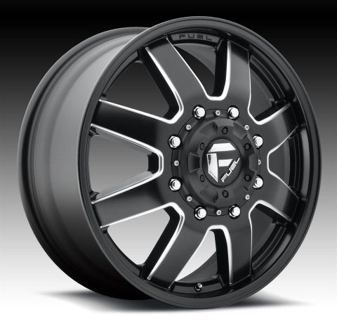 Fuel Off-Road Maverick D538 Series Matte Black Dually Wheels with Milled Accents 24x8.25 Wheel, Dualie, 24 x 8.25 Aluminum, Black, Accents, 8 x 170mm Bolt Pattern, +105mm Offset, 8.760 in. Backspace, Each