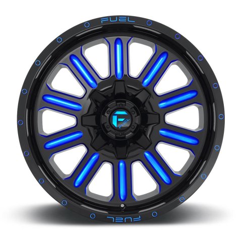 Fuel Off-Road Hardline D646 Gloss Black Wheels with Candy Blue Accents 18x9 Wheel, D646, 18 x 9, Aluminum, Black, Accent, 6 x 135mm Bolt Pattern, +2mm Offset, 5.080 in. Backspace, Each