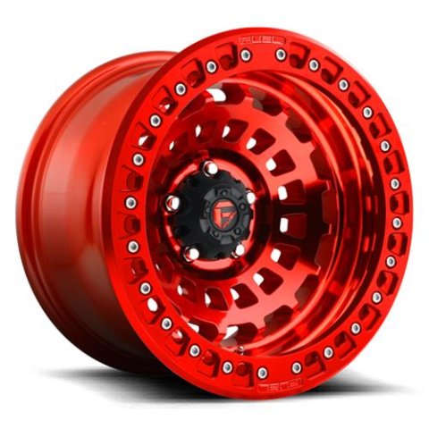 Fuel Off-Road Zephyr D100 Beadlock Candy Red Wheels 17x9 Wheel, Beadlock, 17 x 9, Aluminum, Red, Gloss, 5 x 127mm Bolt Pattern, -15mm Offset, 4.410 in. Backspace, Each