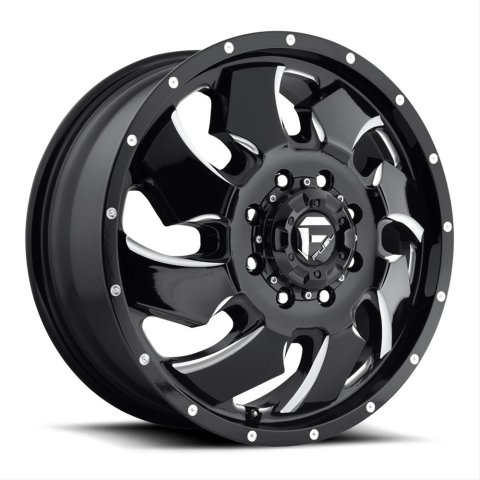 Fuel Off-Road Cleaver D574 Series Gloss Black Dually Wheels with Milled Accents 20x8.25 20X8.25 CLEVER DUALLY FRT WHEE
