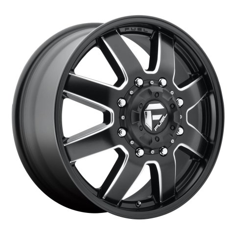 Fuel Off-Road Maverick D538 Series Matte Black Dually Wheels with Milled Accents 22x8.25 Wheels, Dualie Front, Dualie Front 8x200 NB 8.90/104.8 142.2, NB -BLK MIL