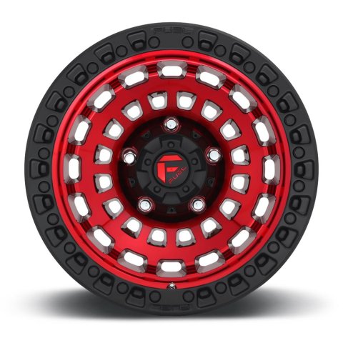 Fuel Off-Road Zephyr D632 Candy Red Wheels with Black Ring 17x9 Wheel, Zephyr, 17 x 9, Red, Ring, 6 x 139.7mm Bolt Pattern, +1mm Offset, 5.040 in. Backspace, Each
