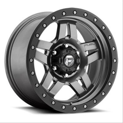Fuel Off-Road Anza D558 Series Matte Gunmetal with Black Ring Wheels 17x8.5 Wheel, D558, Aluminum, Gray, 17 in. x 8.5 in., 5 x 5.00 in. Bolt Circle, 4.50 in. Backspace, Each