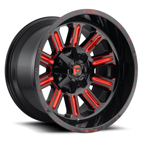 Fuel Off-Road Hardline D621 Series Gloss Black Wheels with Candy Red Accents 15x8 Wheel, Hardline, 15 x 8, Black, Accents, 6 x 139.7mm Bolt Pattern, -18mm Offset, 3.790 in. Backspace, Each