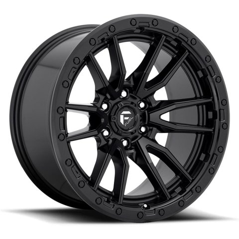 Fuel Off-Road Rebel D844 Textured Black Wheels 17x9 Wheels, D844, Aluminum, Finish, 17 in. x 9 in., 6 x 139.70mm/5.5 in. Bolt Circle, 5.04 in. Backspace, Each