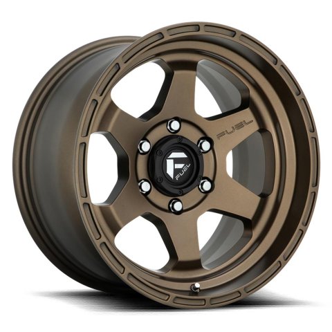 Fuel Off-Road Shok D666 Matte Bronze Wheels 17x9 Wheel, D666, 17 x 9, Aluminum, Bronze, 6 x 139.7mm Bolt Pattern, +1mm Offset, 5.040 in. Backspace, Each