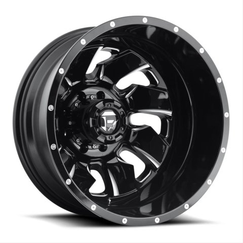 Fuel Off-Road Cleaver D574 Series Gloss Black Dually Wheels with Milled Accents 20x8.25 20X8.25 DUALLY WHEEL