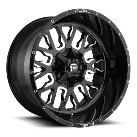 Fuel Off-Road Stroke D611 Series Gloss Black Wheels with Milled Accents 22x12 Wheel, Stroke, 22 x 12, Black, Accents, 6 x 135mm Bolt Pattern, -44mm Offset, 4.770 in. Backspace, Each