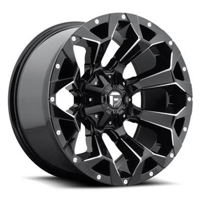 Fuel Off-Road Assault D576 Series Gloss Black Wheels with Milled Accents 20x10 Wheel, Assault, 20 x 10, Aluminum, 6 x 135mm Bolt Pattern, -22mm Offset, 4.630 in. Backspace, Each