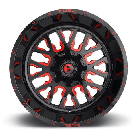 Fuel Off-Road Stroke D612 Series Gloss Black Wheels with Candy Red Accents 22x10 Wheel, Stroke, 22 x 10, Black, Accents, 6 x 135mm Bolt Pattern, +10mm Offset, 5.890 in. Backspace, Each