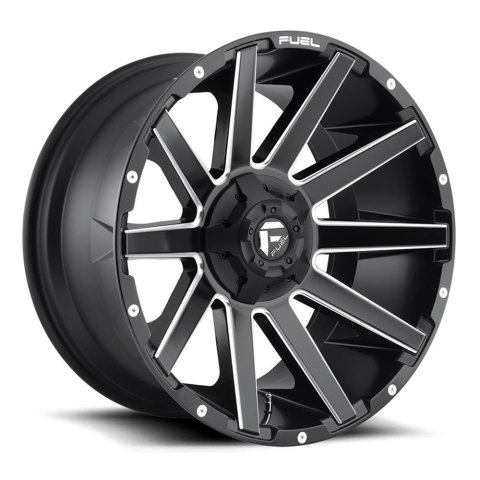 Fuel Off-Road Contra D616 Series Matte Black Wheels with Milled Accents 20x9 Wheel, Contra, 20 x 9, Black, Accents, 6 x 135mm Bolt Pattern, +2mm Offset, 5.080 in. Backspace, Each