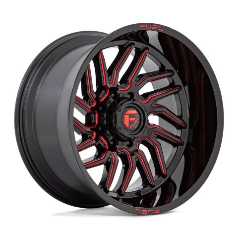 Fuel Off-Road Hurricane D808 Gloss Black Milled Wheels with Red Accents 20x9 20X9 8X170 G-BLK MILL-RT 1MM