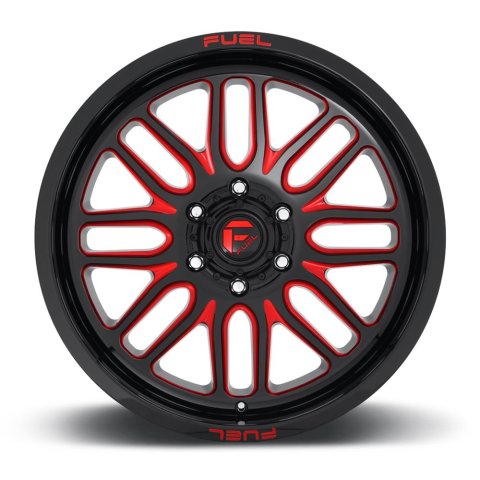 Fuel Off-Road Ignite D663 Gloss Black Wheels with Candy Red Accents 20x9 Wheel, D663, 20 x 9, Aluminum, Black, Accent, 6 x 135mm Bolt Pattern, +19mm Offset, 5.750 in. Backspace, Each