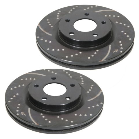 EBC 3GD Series Sport Rotors for 1976-1979 ECLAT, 1971-1974 ELAN, 1967-1973 GT6 - GD197 Brake Rotors, Sport, Slotted, Dimpled, Iron, Silver Anti-Corrosion Finish, Front, Lotus, Eclat, Elan, Pair
