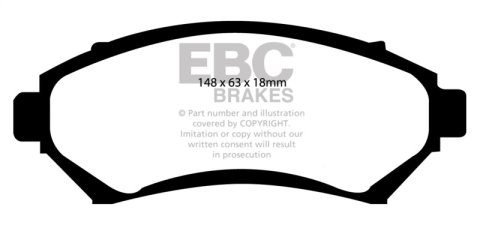 EBC Yellowstuff Brake Pads DP41100R Pads, Yellowstuff, Aramid Fiber, Front, Buick, Chevy, Oldsmobile, Pontiac, Saturn, Set