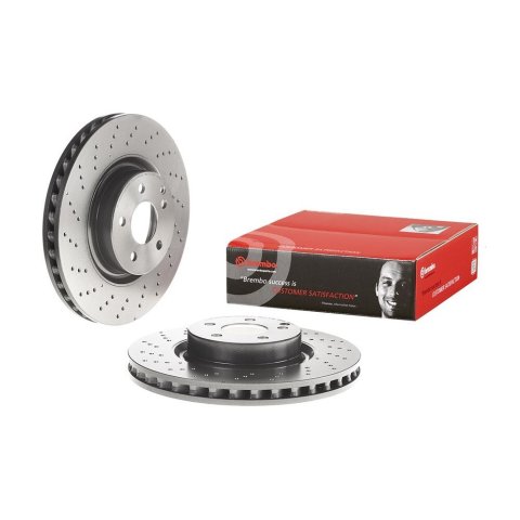 Brembo Premium UV Coated Brake Rotors 09.A732.11 Rotor, Brembo, Vented, Cross-Drilled Surface, 13.19 in. Diameter, Iron, UV-Coated, Mercedes-Benz, Each
