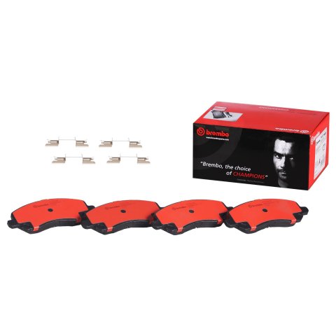 Brembo NAO Ceramic Brake Pads P54030N Pads, Brembo, Ceramic, Integrally Molded, Shims, with Hardware, Chrysler, Set