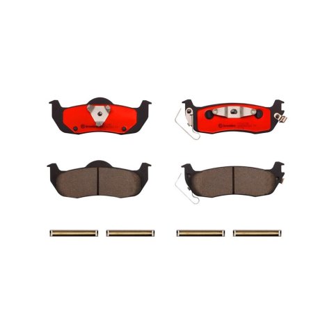 Brembo NAO Ceramic Brake Pads P56074N Pads, Brembo, Ceramic, Integrally Molded, Shims, with Hardware, For Infiniti, Set