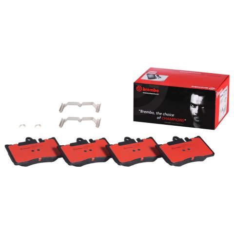 Brembo NAO Ceramic Brake Pads P83058N Pads, Brembo, Ceramic, Integrally Molded, Shims, with Hardware, Lexus, Set